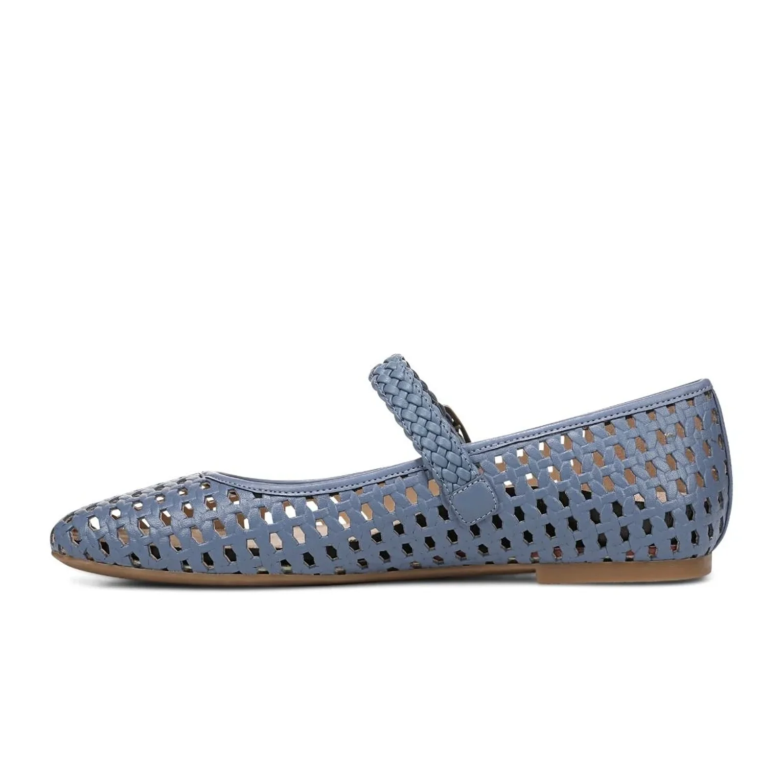 Vionic Alameda Woven Mary Jane Flat (Women) - Pacific Blue Leather - Image 2