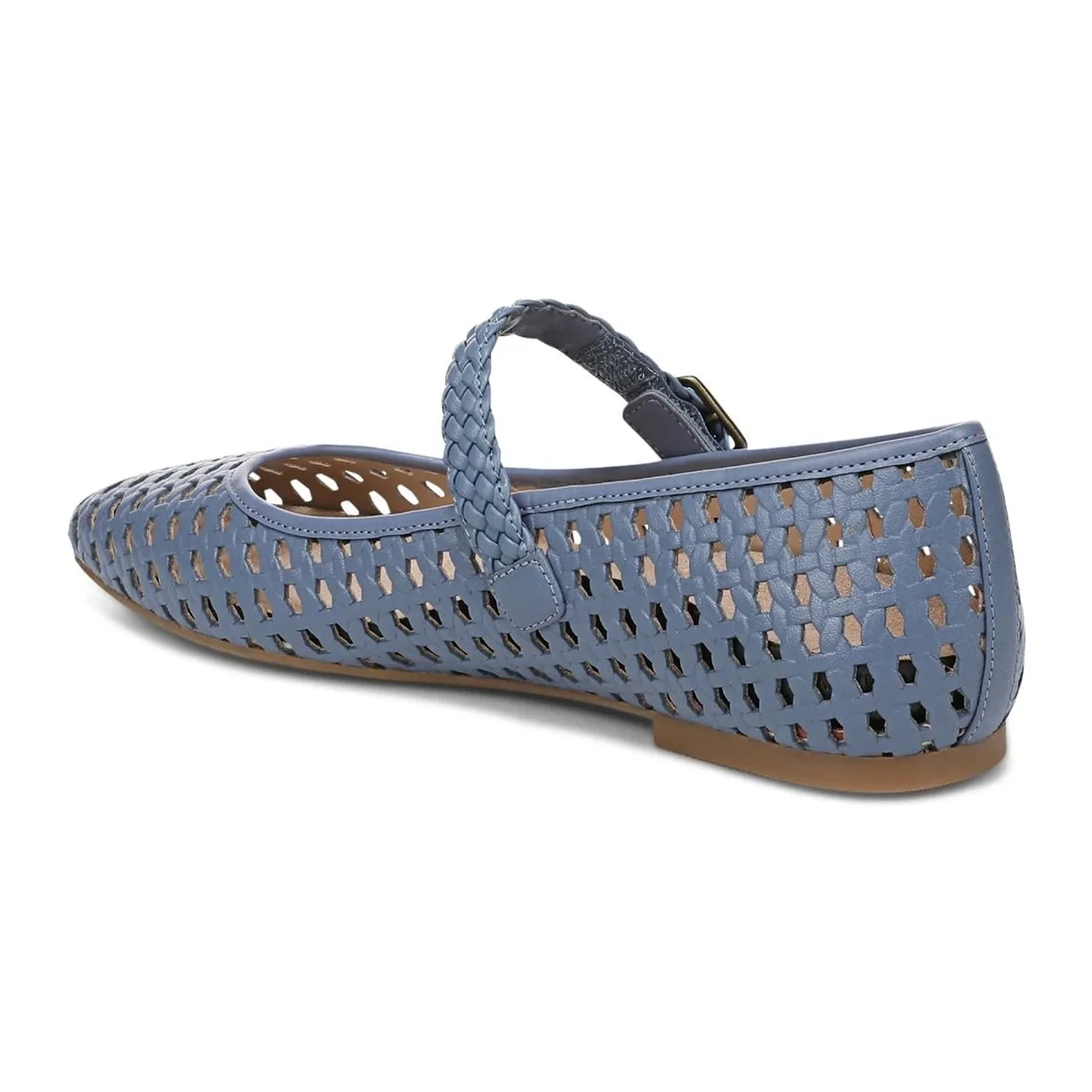 Vionic Alameda Woven Mary Jane Flat (Women) - Pacific Blue Leather - Image 3