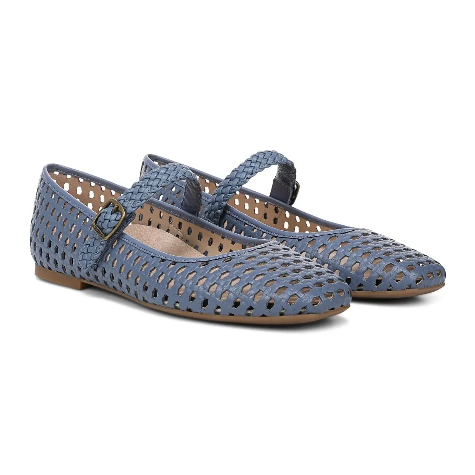 Vionic Alameda Woven Mary Jane Flat (Women) - Pacific Blue Leather - Image 4