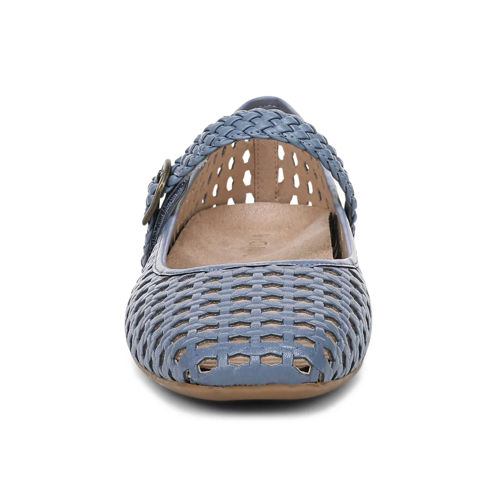 Vionic Alameda Woven Mary Jane Flat (Women) - Pacific Blue Leather - Image 5