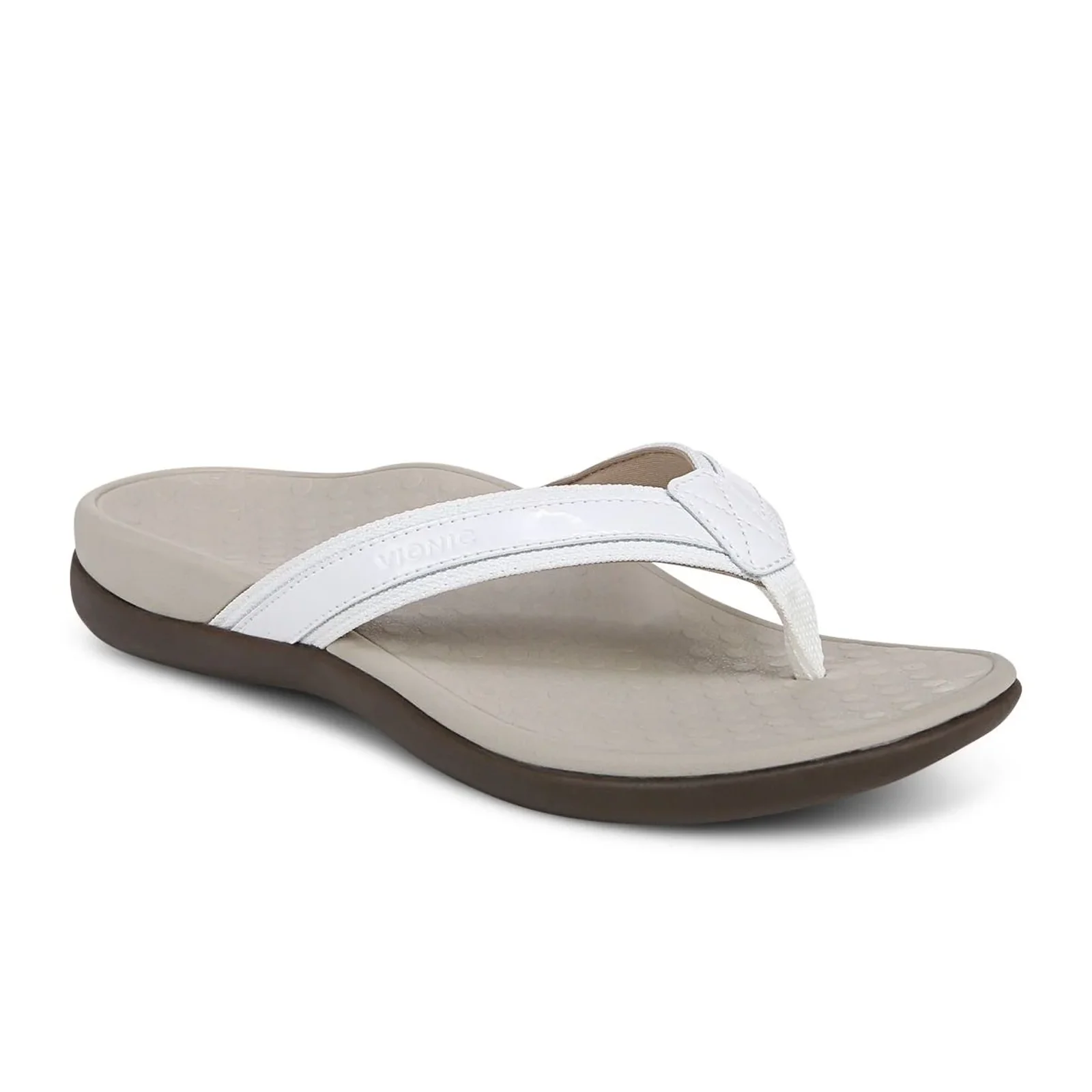 Vionic Tide Sandal (Women) - White Patent Webbing