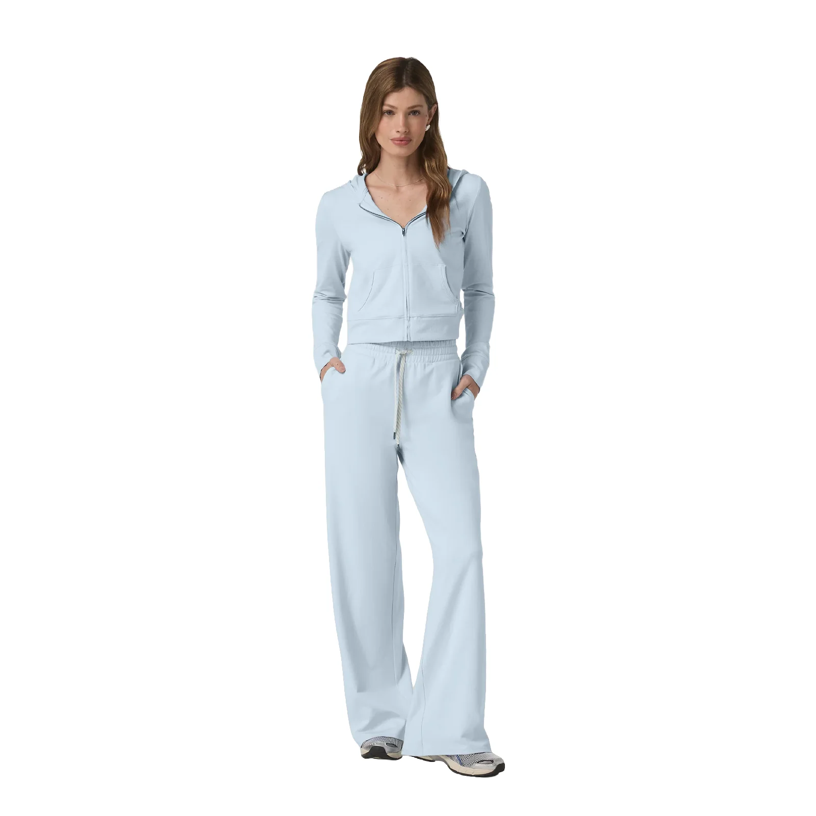 Vuori Halo Mini FZ Hoodie (Women) - Soft Sky Heather - Image 4