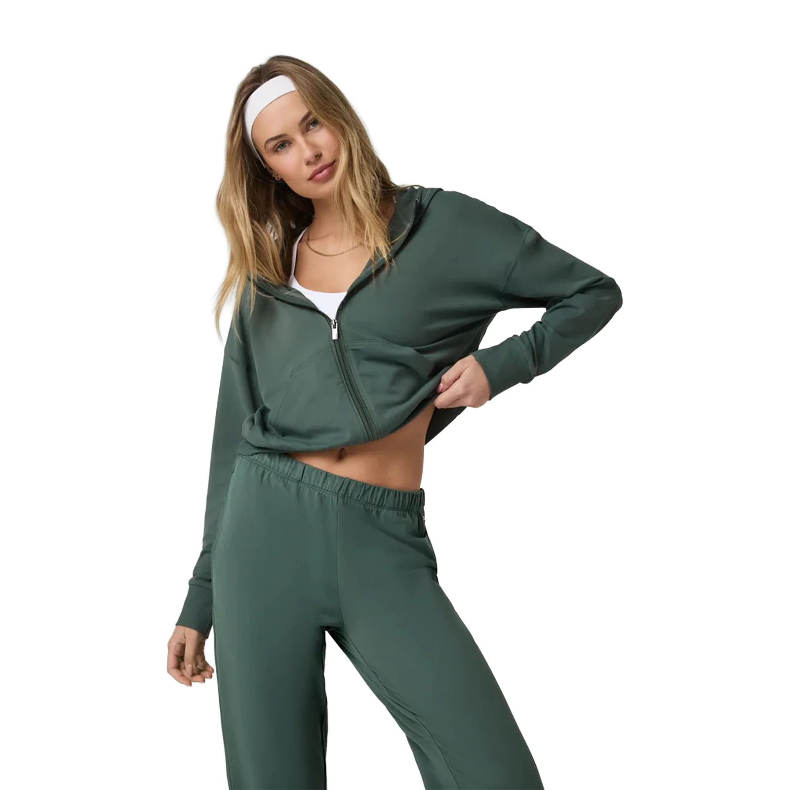 Vuori Halo Modern Full Zip (Women) - Agate Green - Image 3