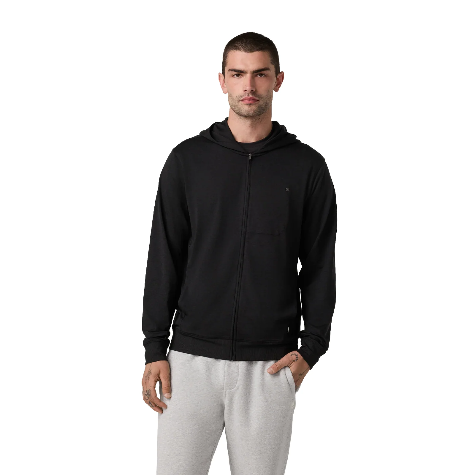 Vuori Ponto Full Zip Hoodie (Men) - Black Heather - Image 2