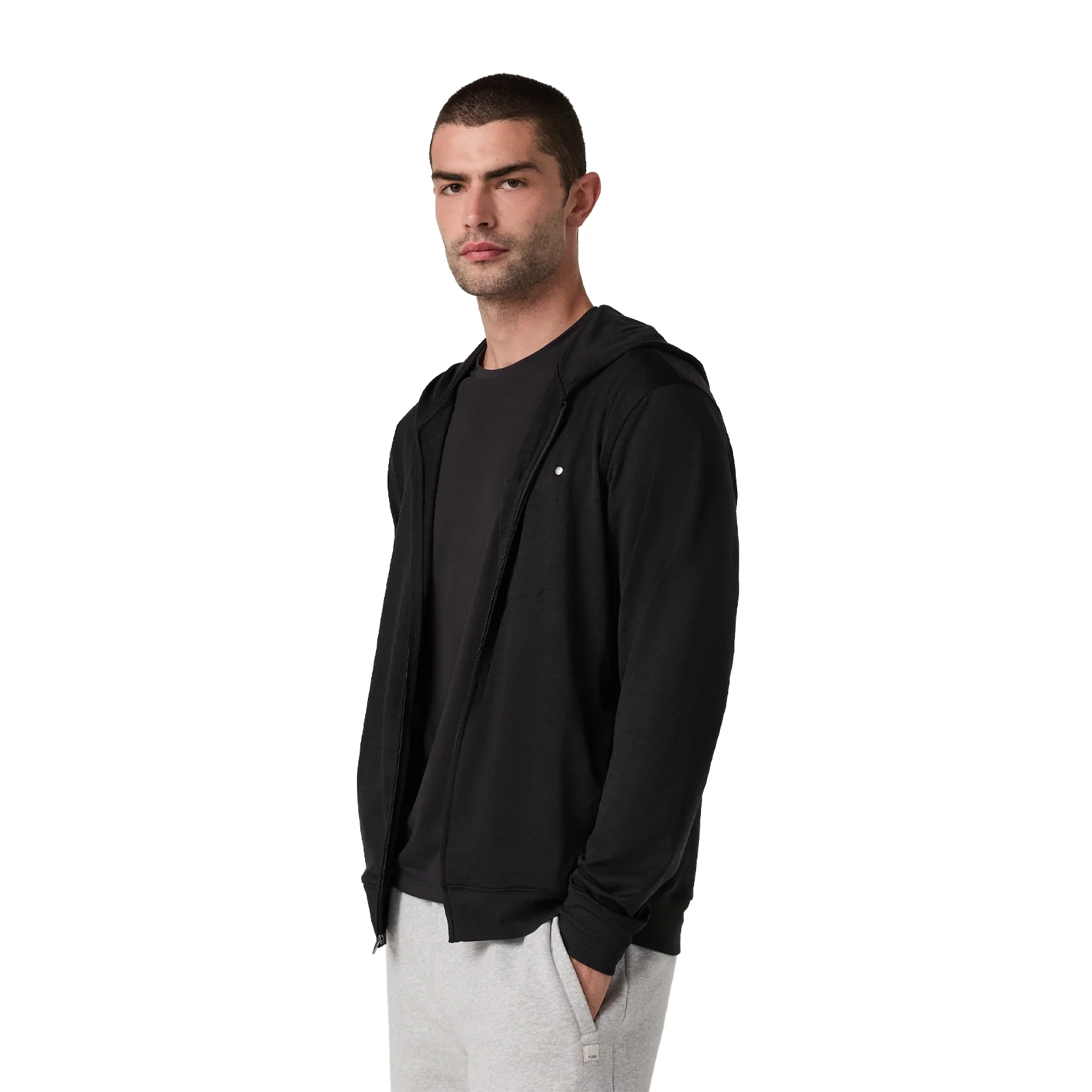 Vuori Ponto Full Zip Hoodie (Men) - Black Heather - Image 4