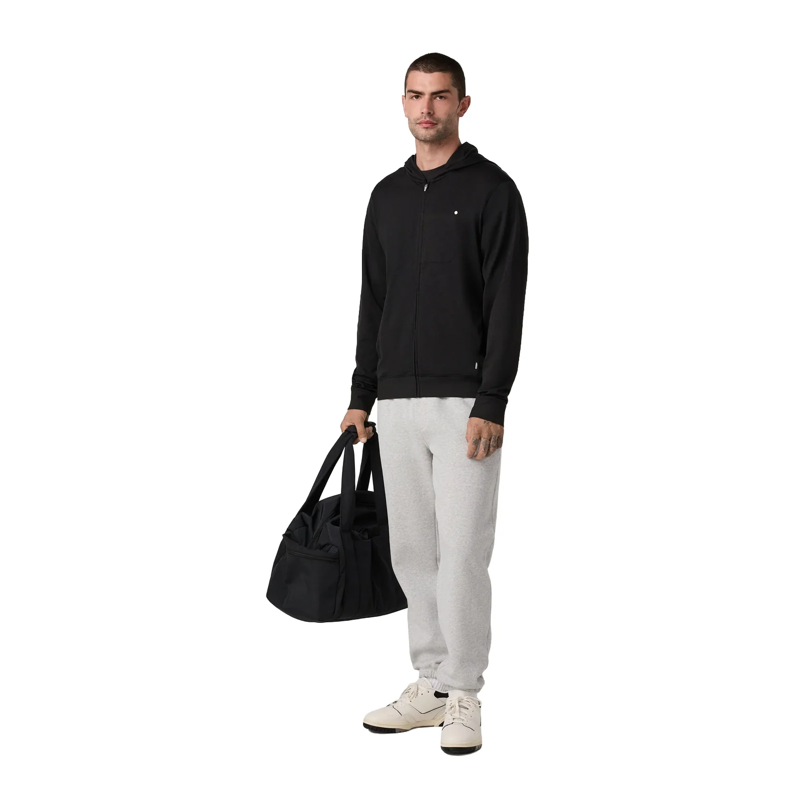 Vuori Ponto Full Zip Hoodie (Men) - Black Heather - Image 5