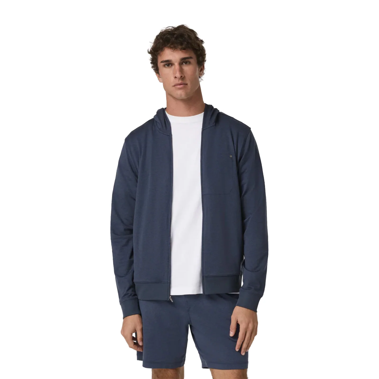 Vuori Ponto Full Zip Hoodie (Men) - Dark Azure Heather - Image 4