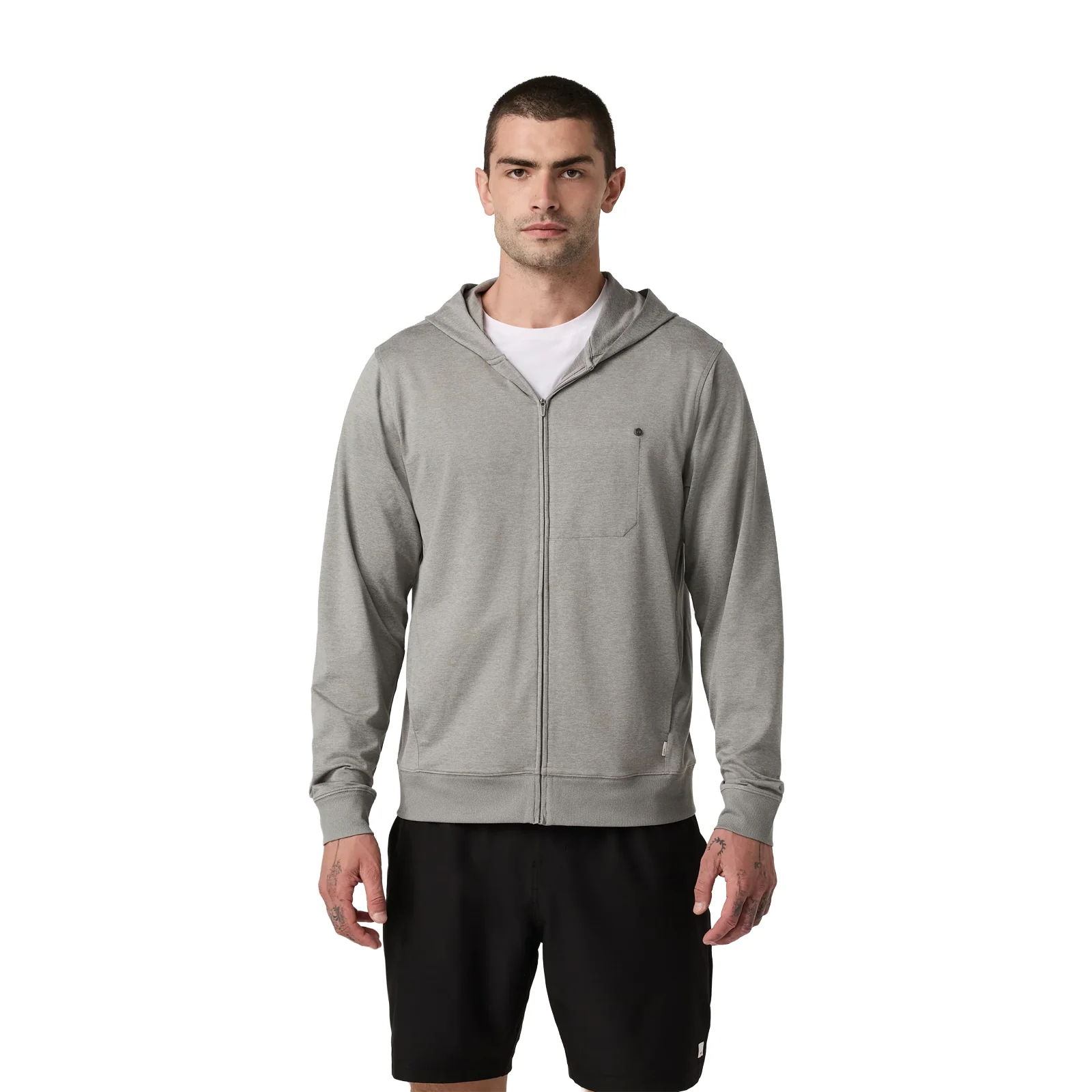 Vuori Ponto Full Zip Hoodie (Men) - Driftwood Heather - Image 2