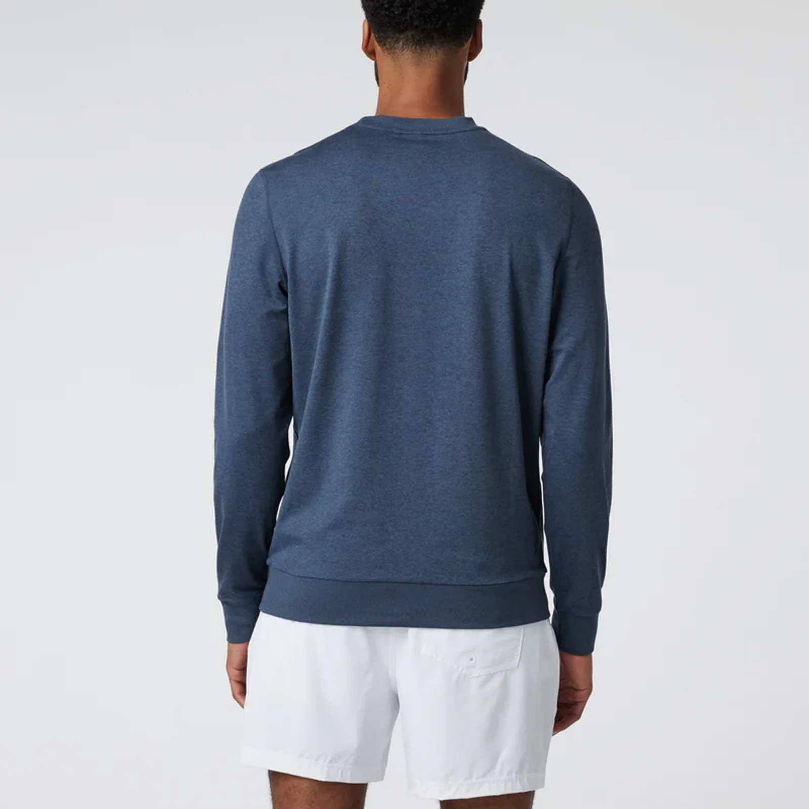 Vuori Ponto Performance Long Sleeve Crew (Men) - Azure Heather - Image 3