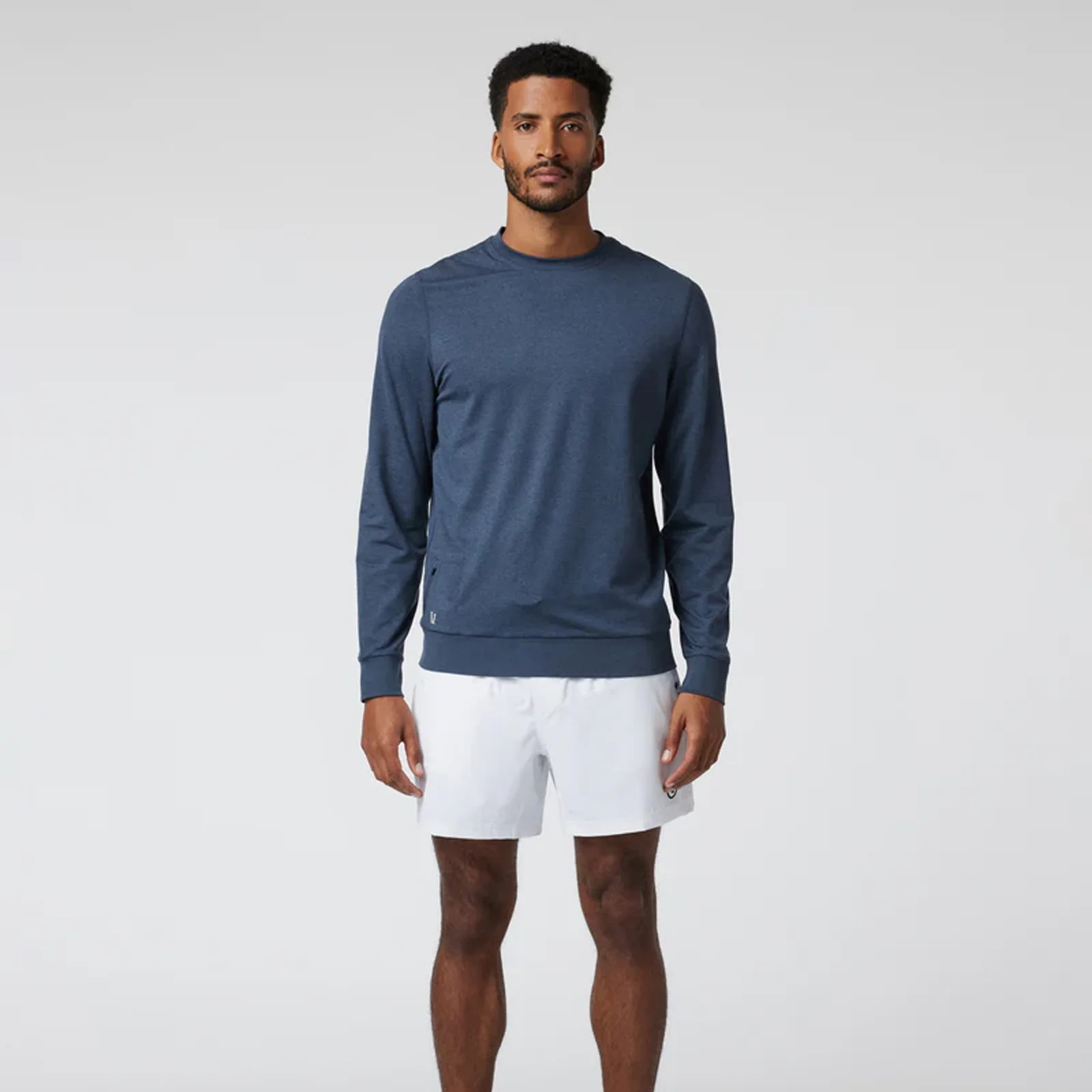 Vuori Ponto Performance Long Sleeve Crew (Men) - Azure Heather - Image 4