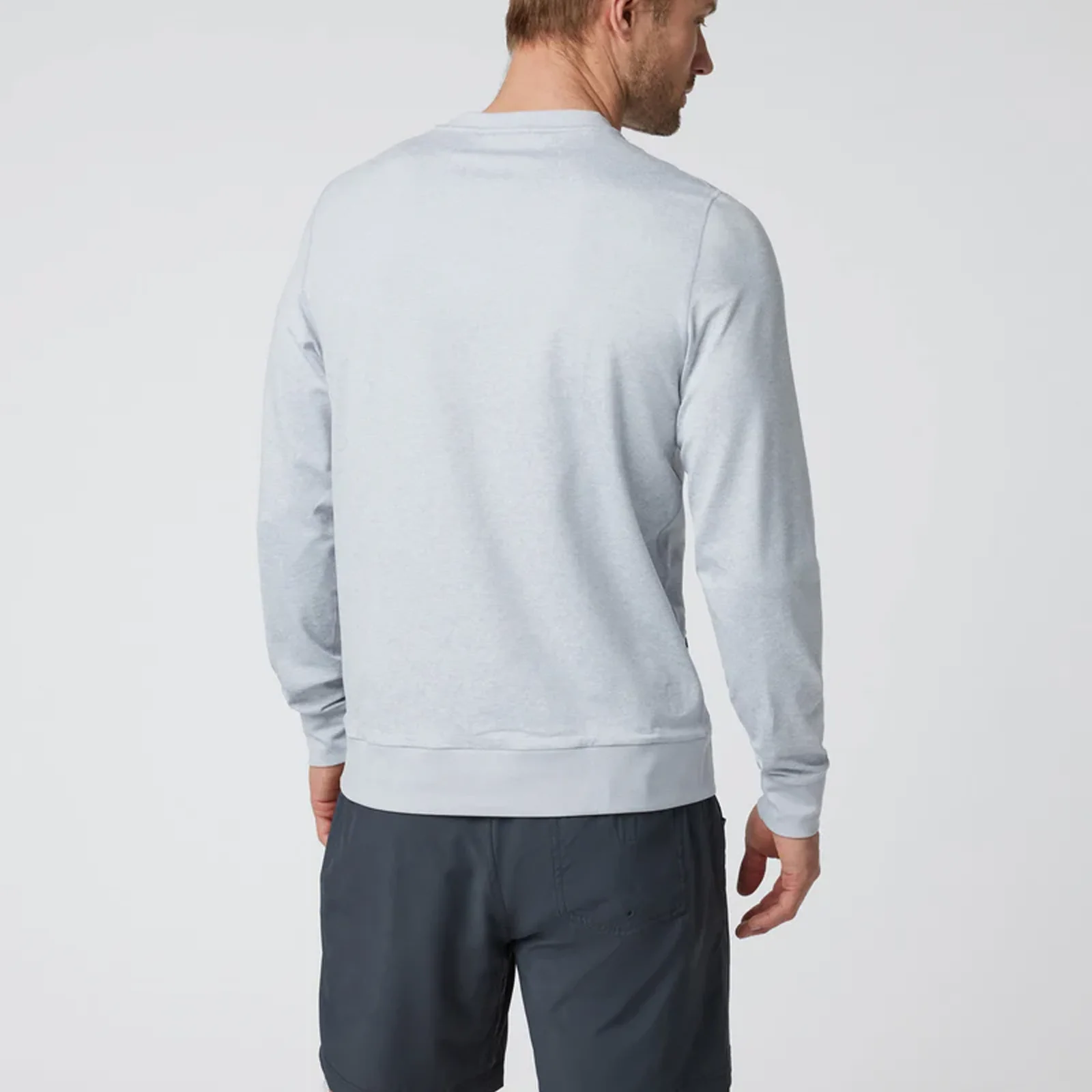 Vuori Ponto Performance Long Sleeve Crew (Men) - Platinum Heather - Image 3