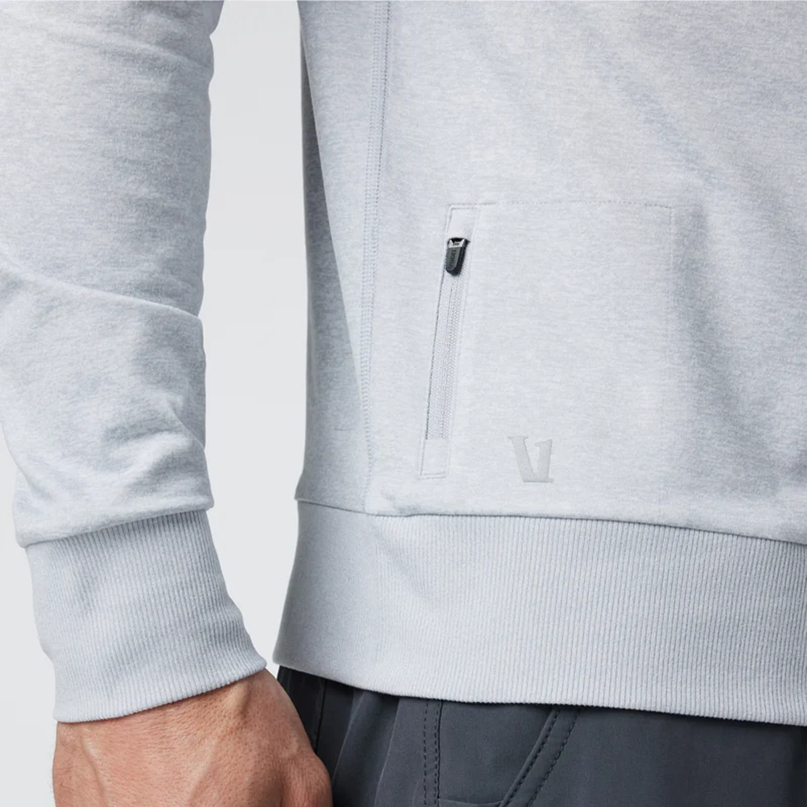 Vuori Ponto Performance Long Sleeve Crew (Men) - Platinum Heather - Image 6