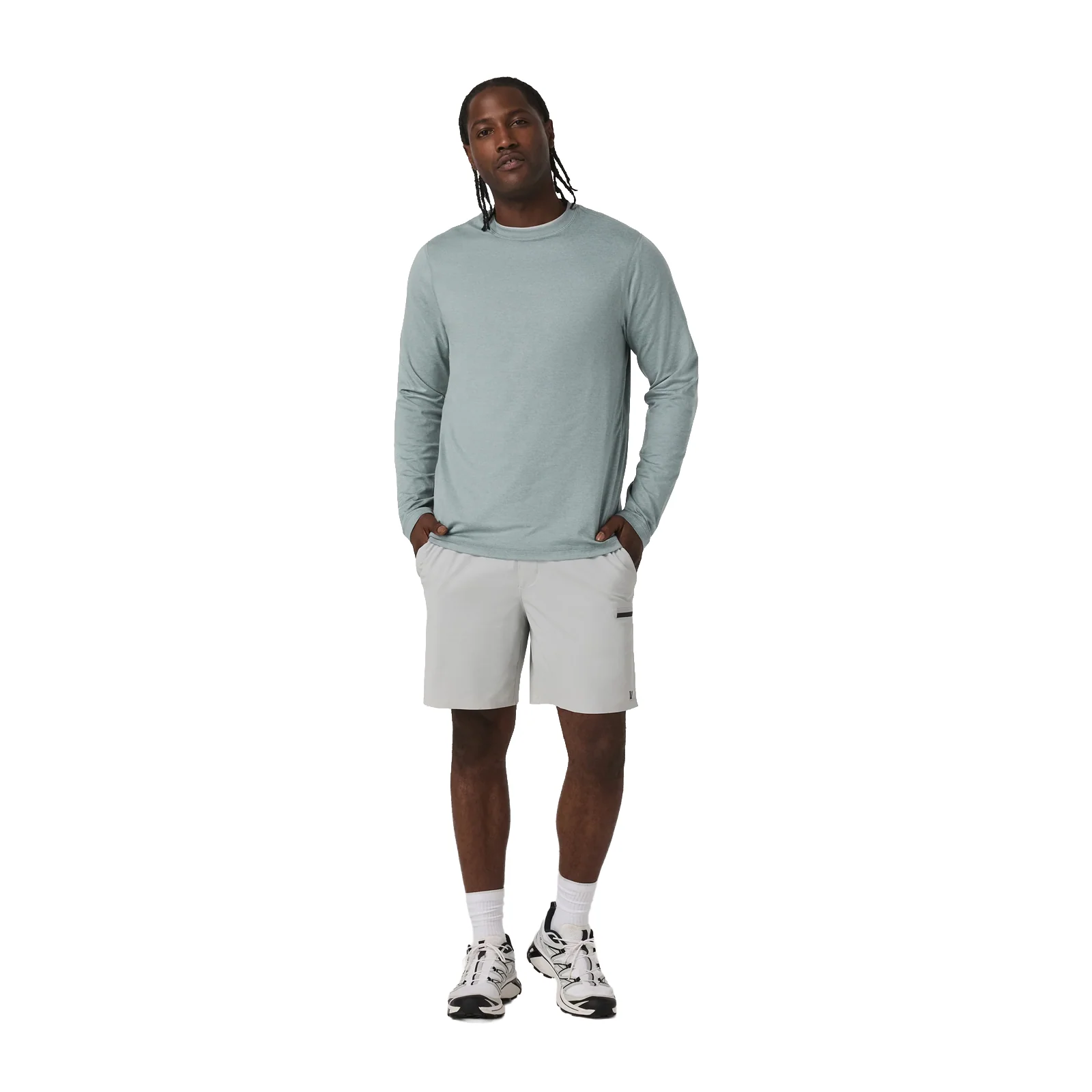 Vuori Ponto Performance Long Sleeve (Men) - Misty Blue Heather - Image 5