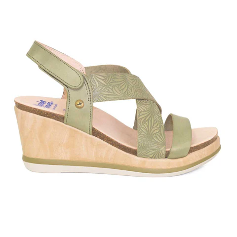 Wanda Panda Izel Wedge Sandal (Women) - Moss