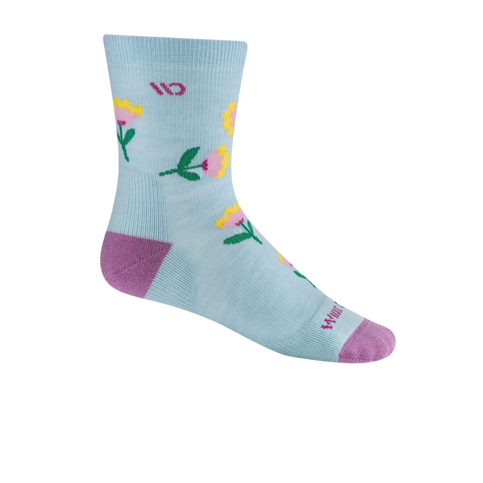 Wide Open Full Bloom Cushioned Micro Crew Sock (Women) - Viola Skylight