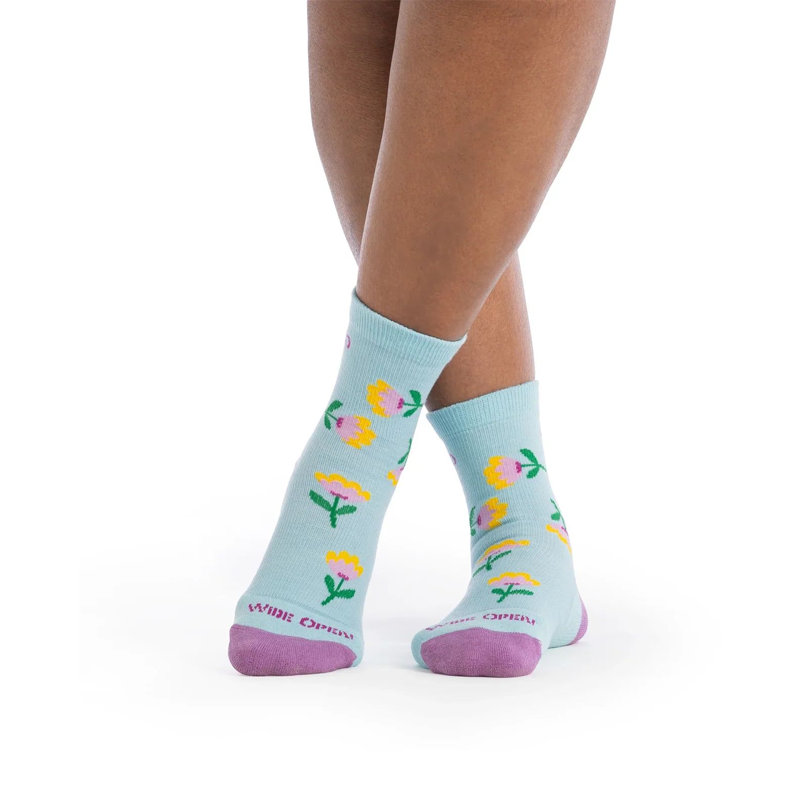 Wide Open Full Bloom Cushioned Micro Crew Sock (Women) - Viola Skylight - Image 2