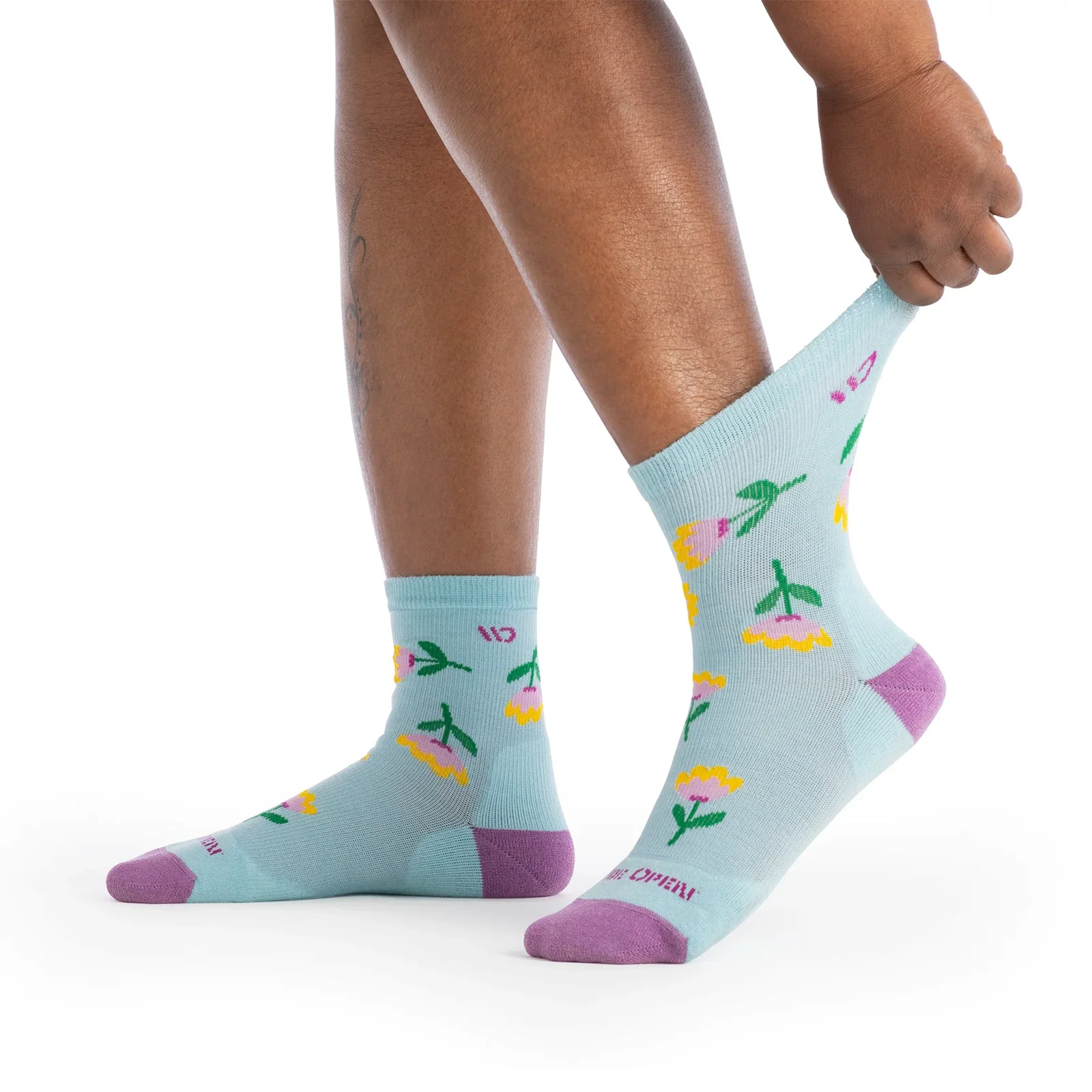 Wide Open Full Bloom Cushioned Micro Crew Sock (Women) - Viola Skylight - Image 3