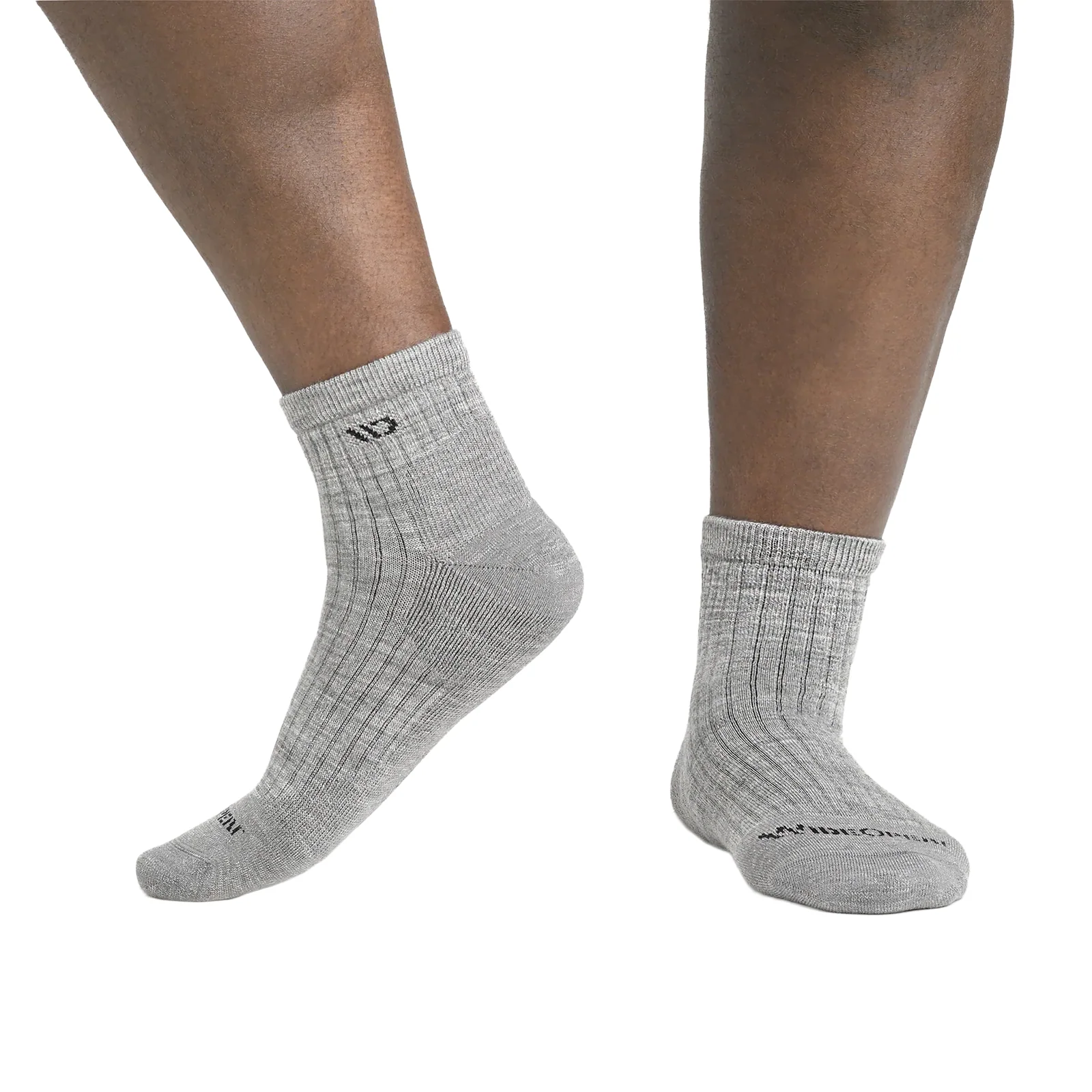 Wide Open Solid Cushioned Quarter Sock (Men) - Light Grey - Image 5