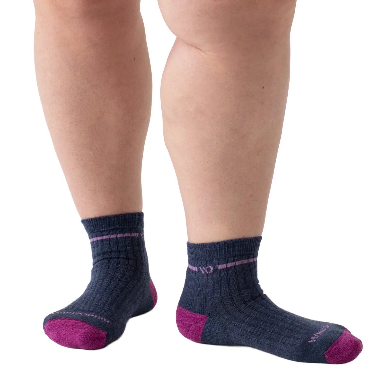 Wide Open Solid Cushioned Quarter Sock (Women) - Denim - Image 3