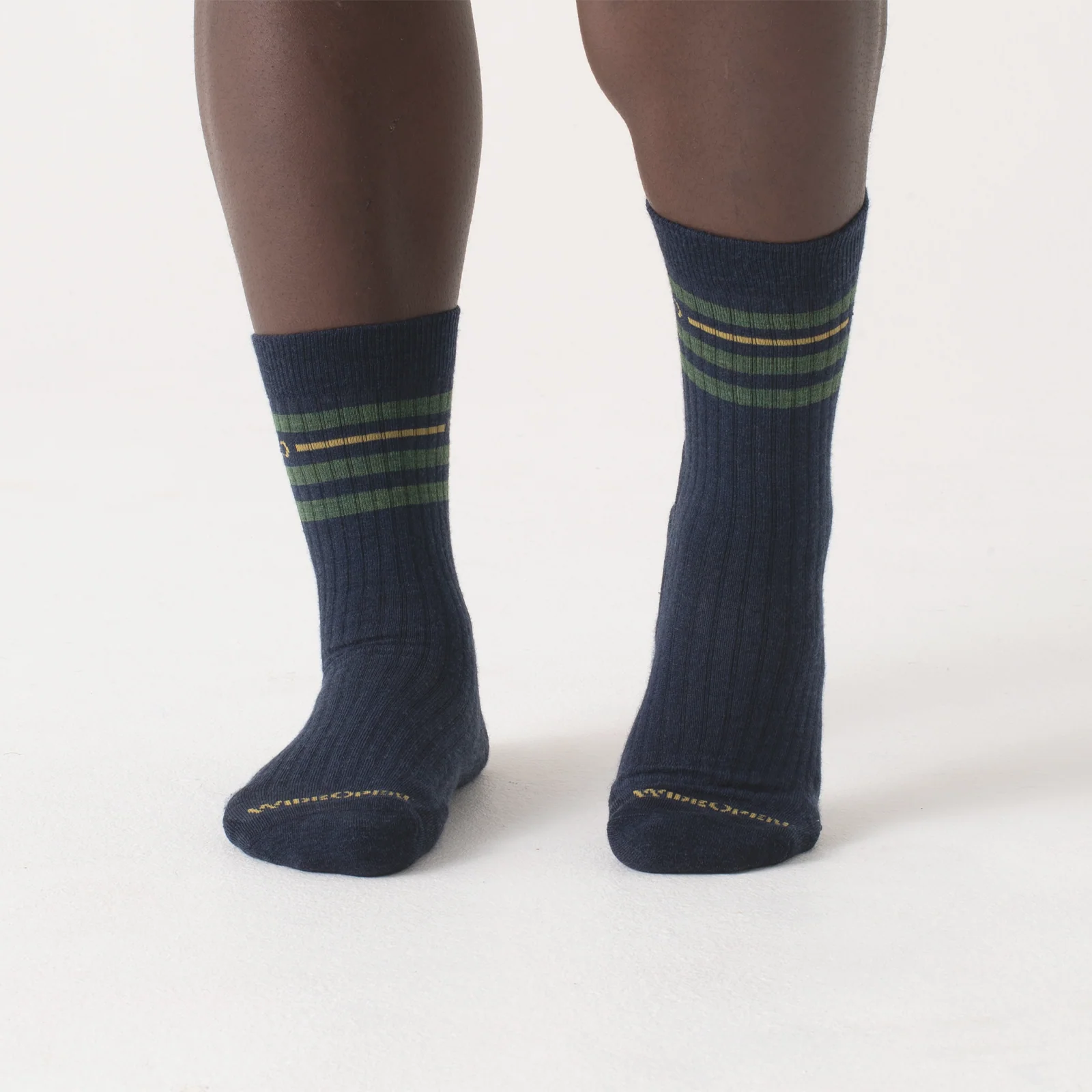 Wide Open Vintage Stripe Cushioned Crew Sock (Men) - Denim - Image 3