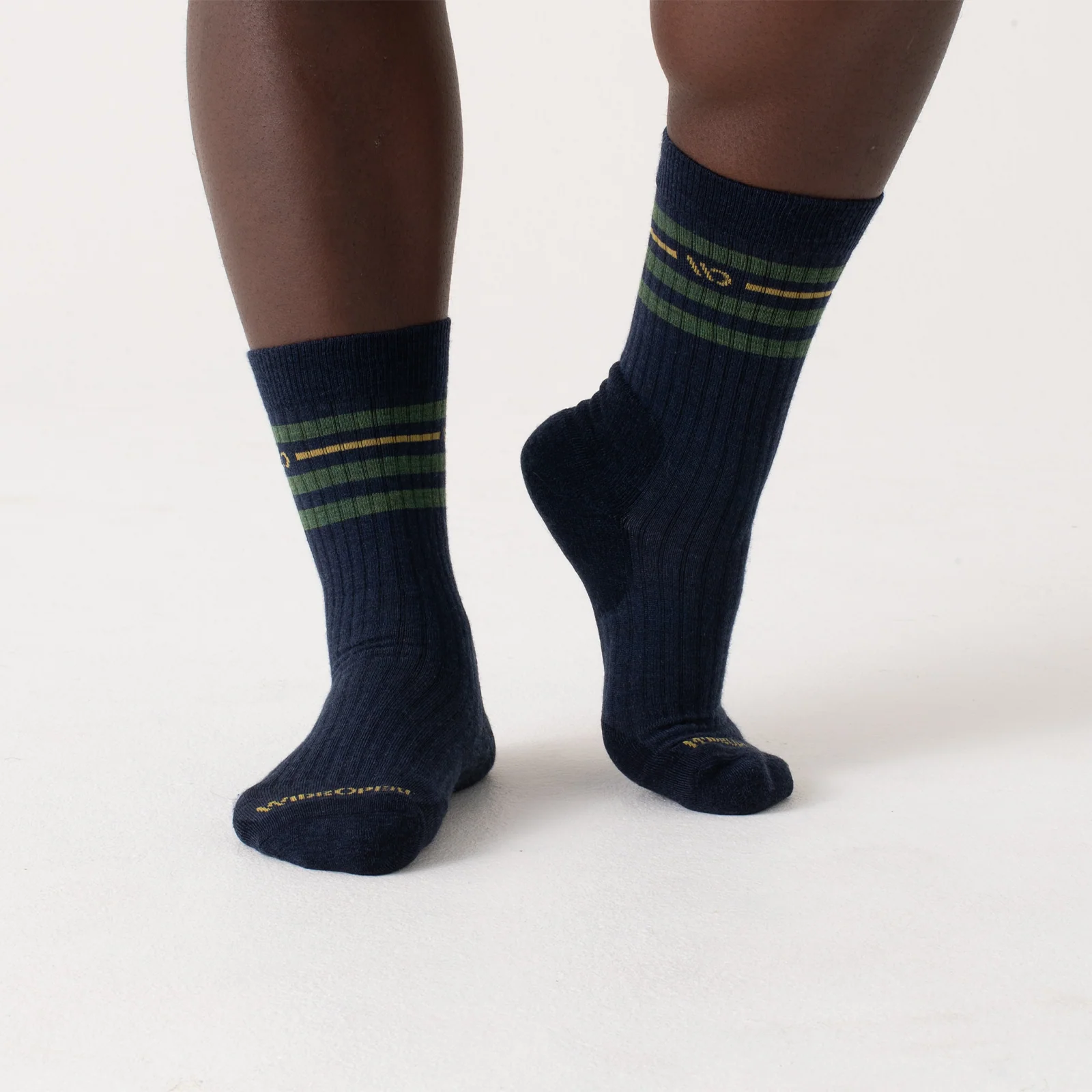 Wide Open Vintage Stripe Cushioned Crew Sock (Men) - Denim - Image 4