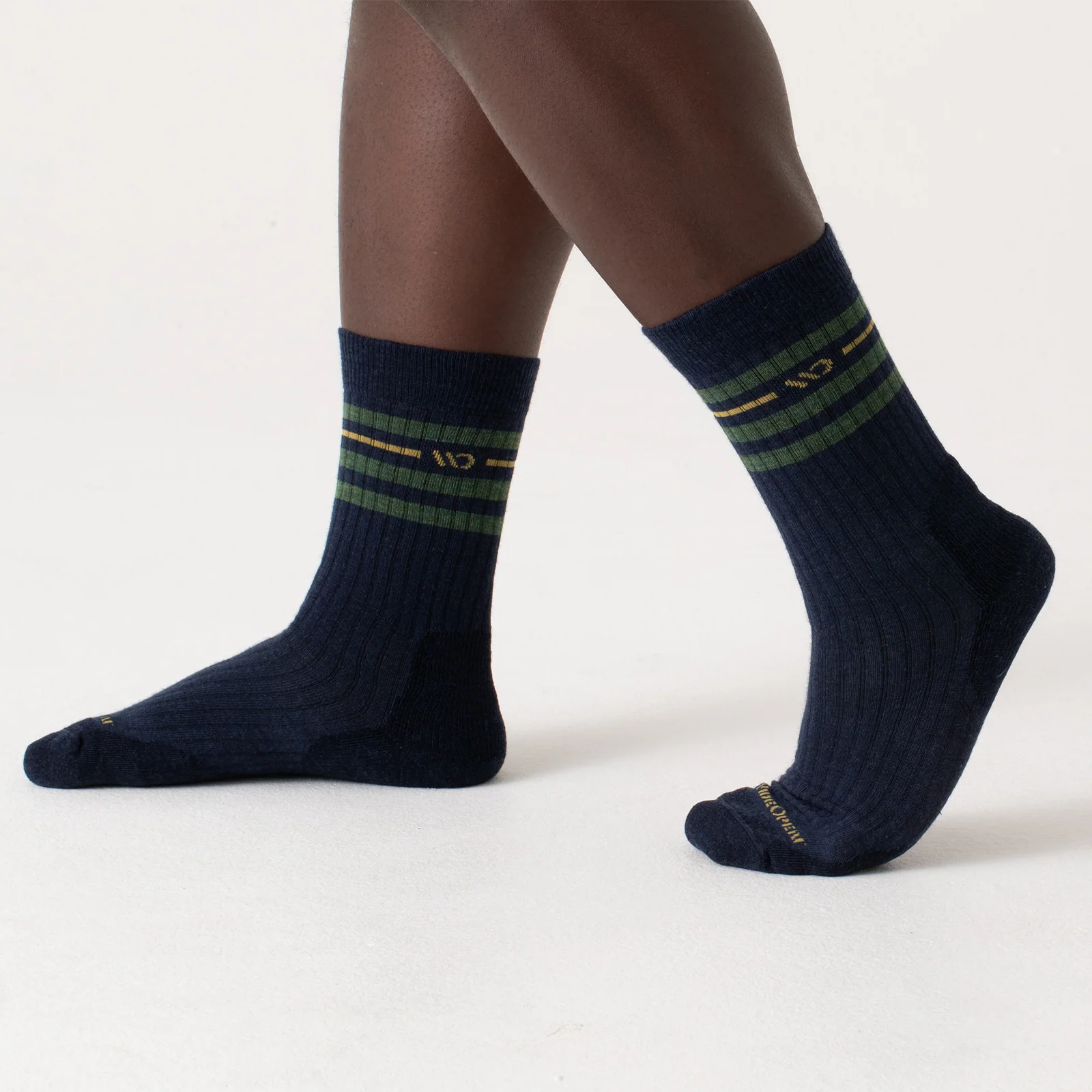 Wide Open Vintage Stripe Cushioned Crew Sock (Men) - Denim - Image 5