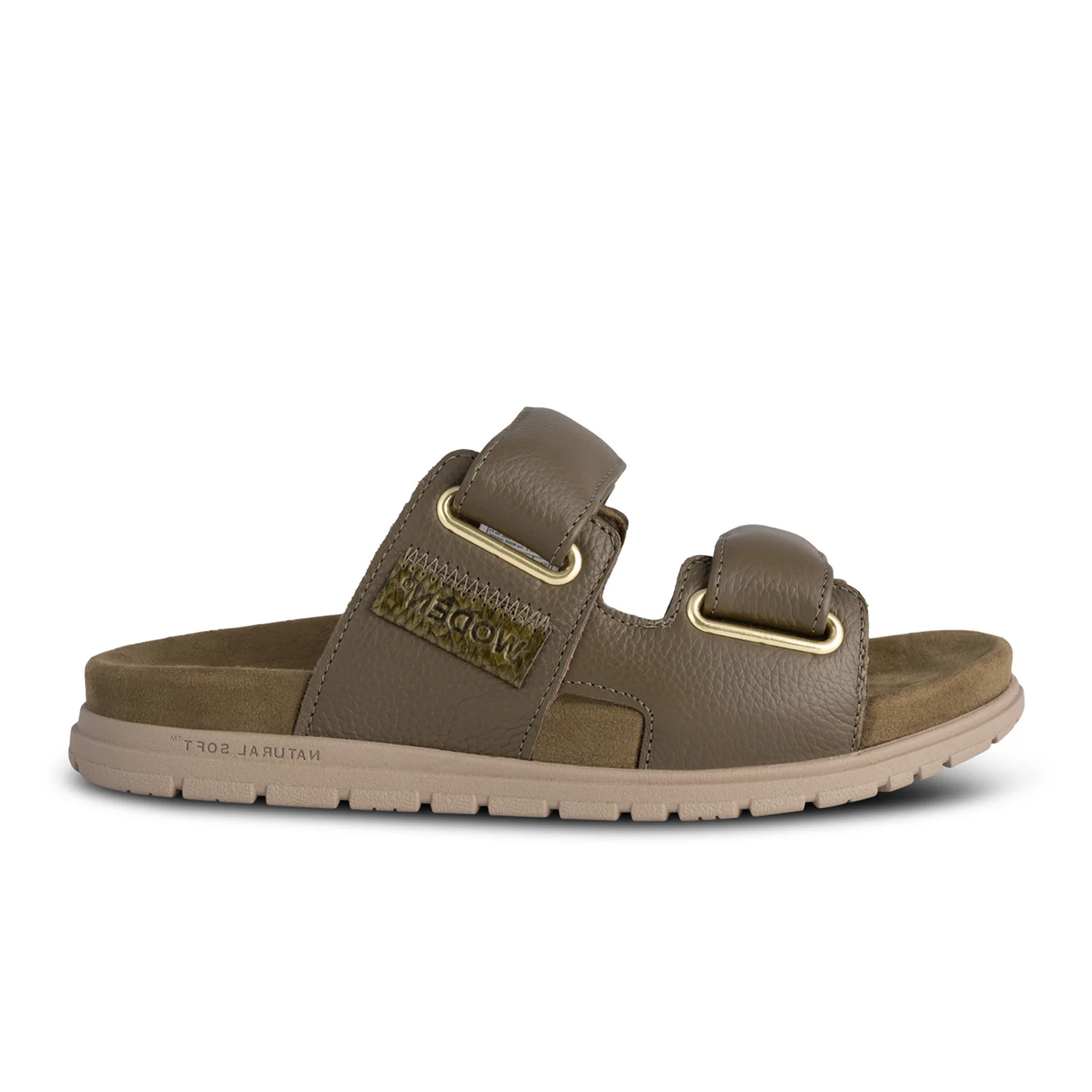 Woden Lisa Slide Sandal (Women) - Dark Olive Leather