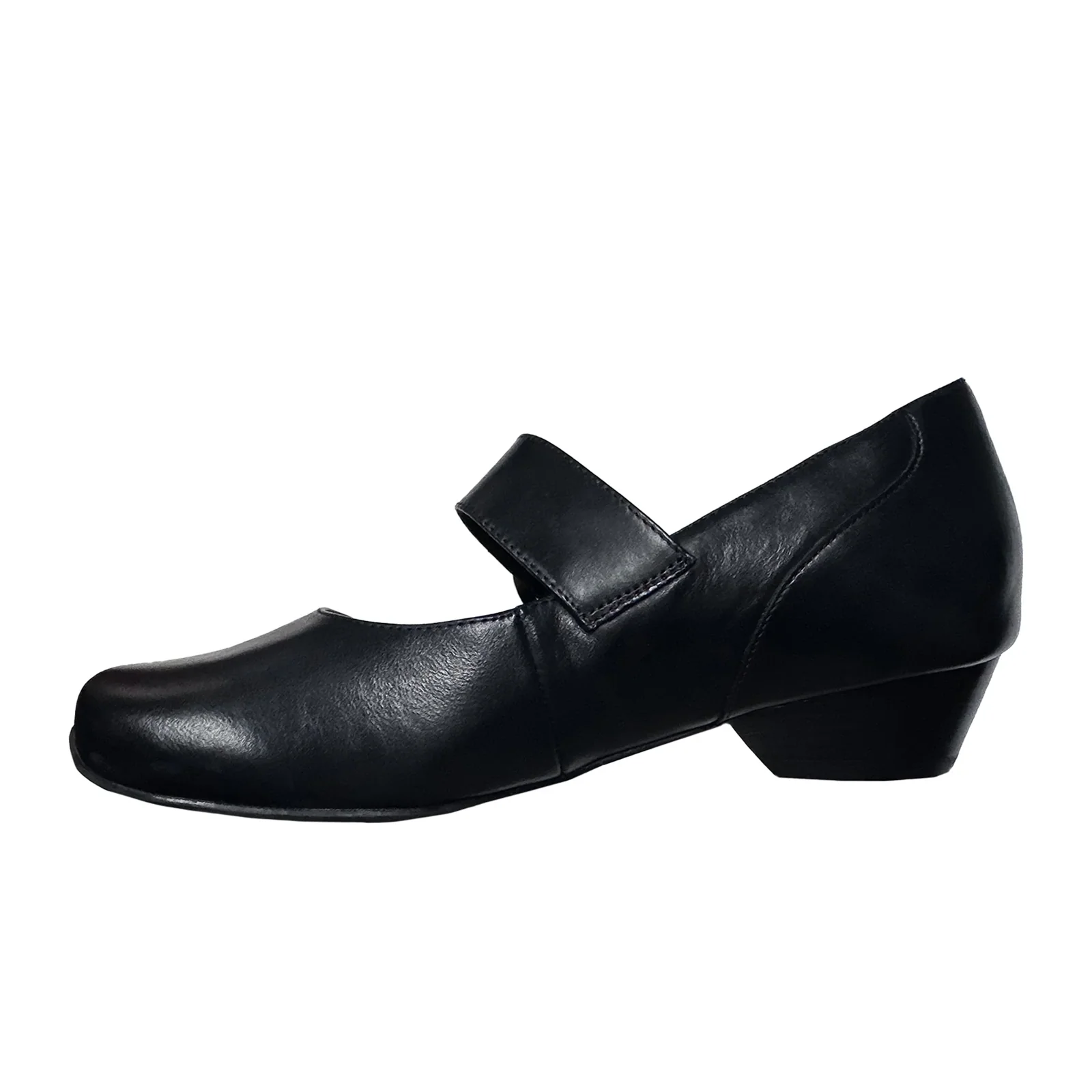 Ziera Candy Wide Heeled Mary Jane (Women) - Black Leather - Image 2