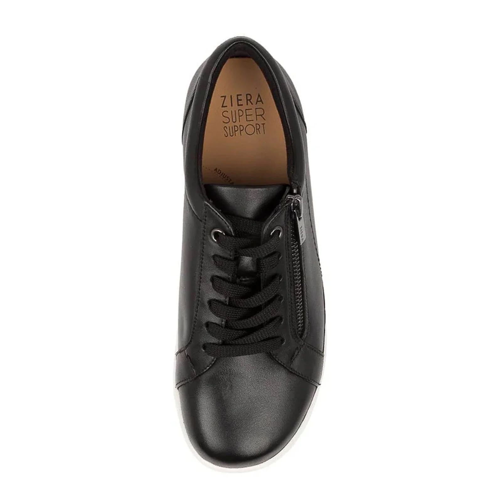 Ziera Solar XF Sneaker (Women) - Black Leather/White Outsole - Image 4